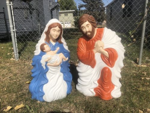 Nativity Blow Mold Grand Venture Jesus Mary Joseph Outdoor Lighted Yard No Light