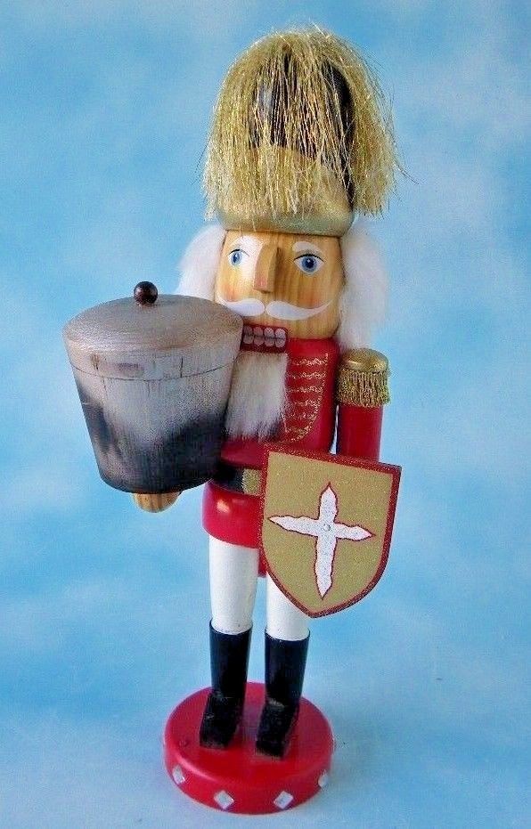 Medieval Wooden Nutcracker With Shield & Container Handcrafted 2015 14
