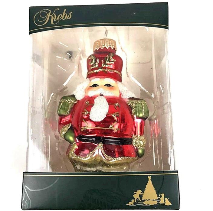 Christmas by Krebs Hand Crafted Glass Ornament Red Soldier Santa Nutcracker