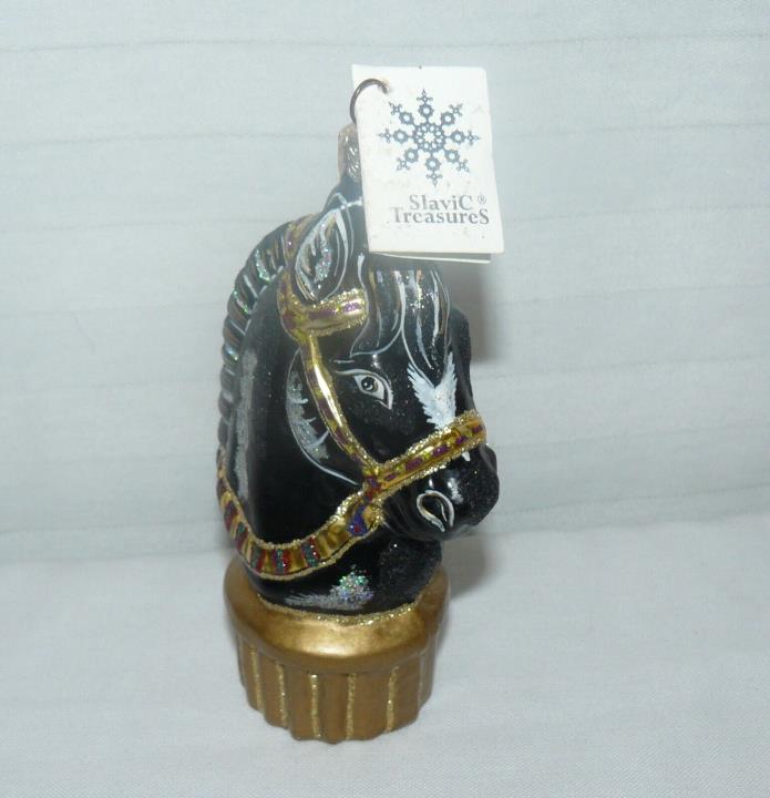 Slavic Treasures Hand Blown Ornament Horse Head  With Tag No Box