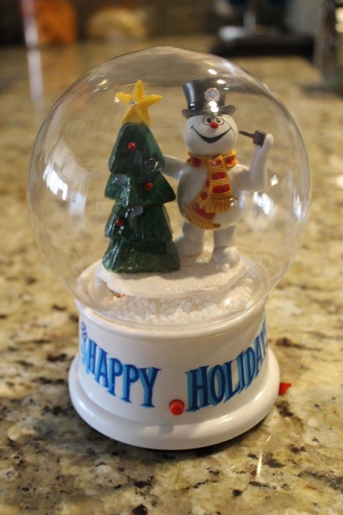 FROSTY THE SNOWMAN  HAPPY HOLIDAYS GEMMY MUSICAL WATERLESS SNOWGLOBE - 6 1/2