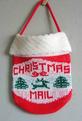 Knit CHRISTMAS Mail Pouch Door Wall Hanger 12