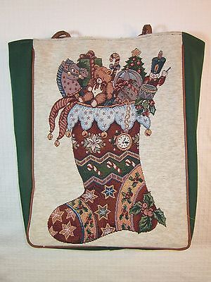 Christmas Heckathorn Tote Shoulder Bag / Purse - Stocking with Presents USA ~EXC