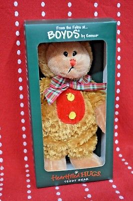 NEW Boyd's Bears Heartfilled HUGS Bear Tan REINDEER EARS Plush 2010 Enesco 9