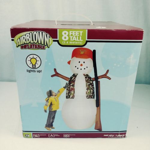 GEMMY Airblown Inflatable 8’ Deer Hunting Snowman Camo NIB RARE Original 2007