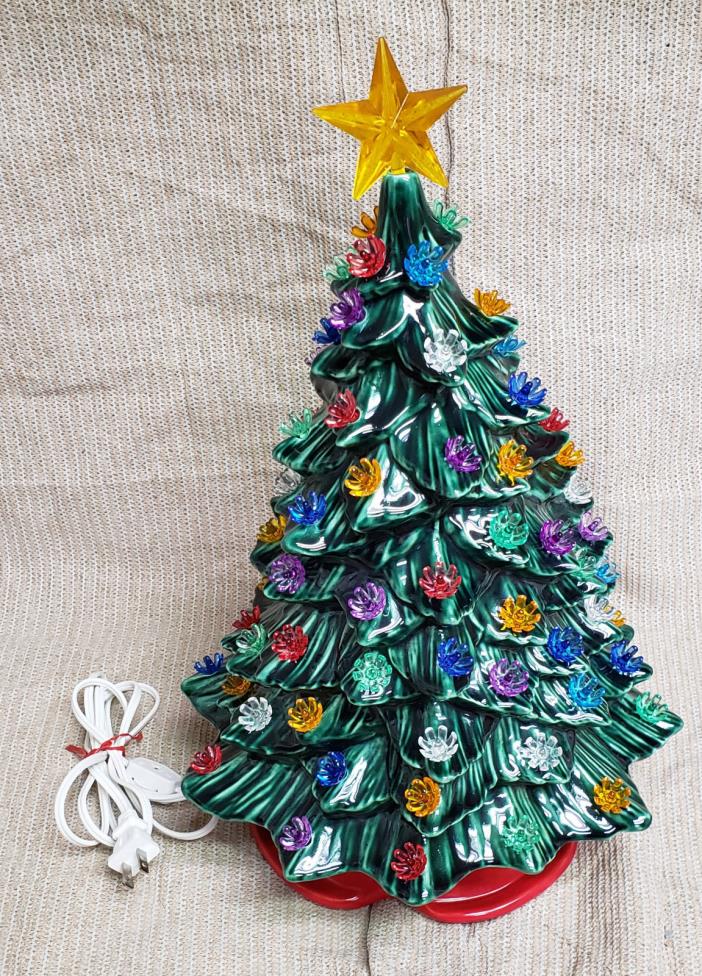 Ceramic Glazed 16 Inch Christmas Tree Doc Holliday 725 w/Lights and Star