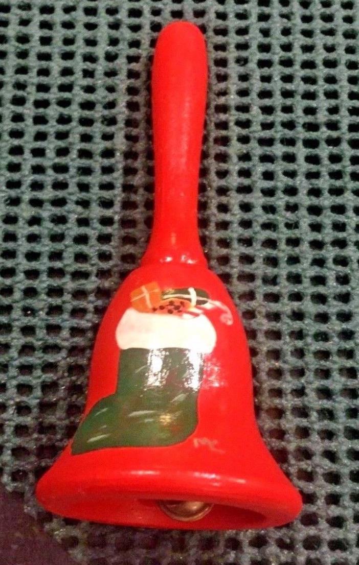 Christmas Bell Red wooden EUC
