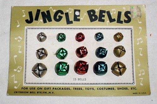 15 Vintage Christmas Jingle Bells on Original Cards - Criterion Bells