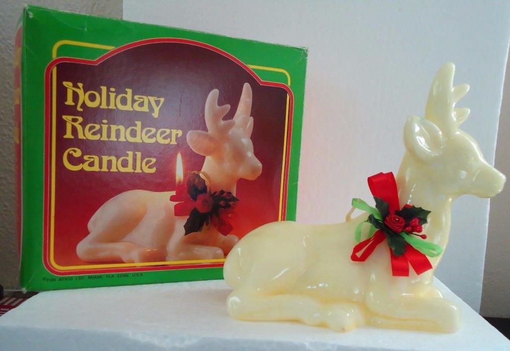 Christmas Holiday Reindeer Candle In Original Box New Unused