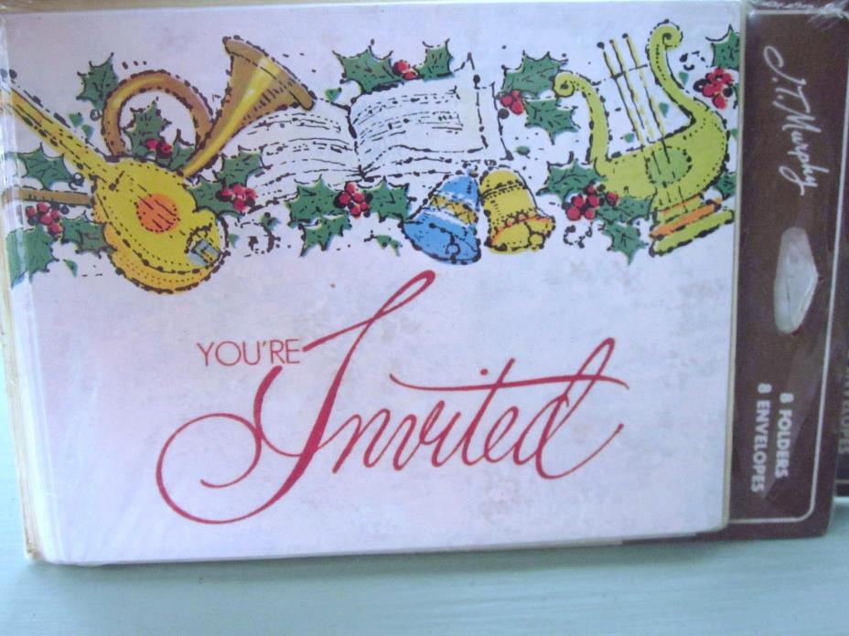 J.T. MURPHY 16 CHRISTMAS INVITATIONS MEDIEVAL RENAISSANCE MUSIC INSTRUMENTS VTG