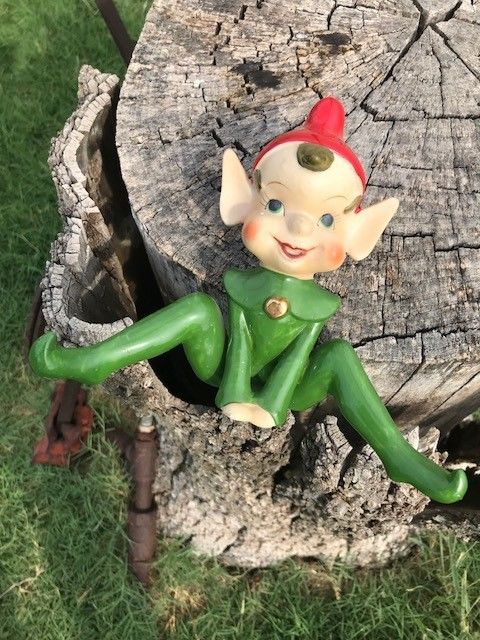 Vintage Pixie Elf, Green Pixie, Christmas Decor, Holiday Décor, Green Elves