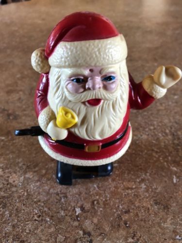 Vtg Wind-Up Walking Plastic Santa Hong Kong Works