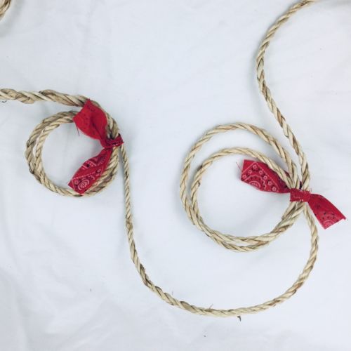 Western Cowboy Rope Christmas Tree Garland with Red Bandanna Trim - 20’ long