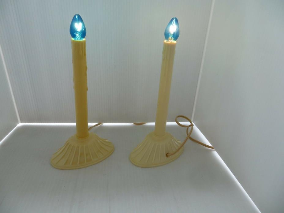 Pair Vintage Christmas Window Candle Lights Set Of 2 Plastic 115 volt corded