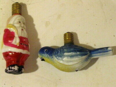 Vintage C6 C- 6 Bird Ceramic Christmas Light Works + Santa Bulb.