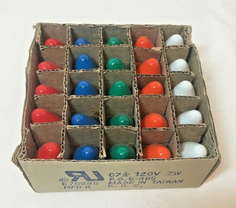 25 Vintage Christmas Light Bulbs  Colored C7 1/2
