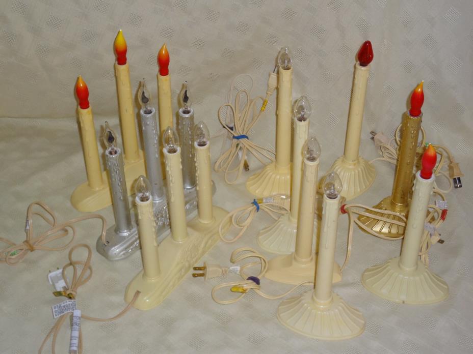Lot of 10 Vintage Christmas CANDOLIER CANDELABRA Plastic Electric Lighted
