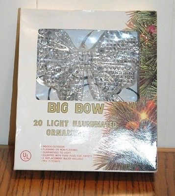 NEW VINTAGE 1980'S CHRISTMAS LIGHTED BIG BOW 20 LIGHTS ORNAMENT