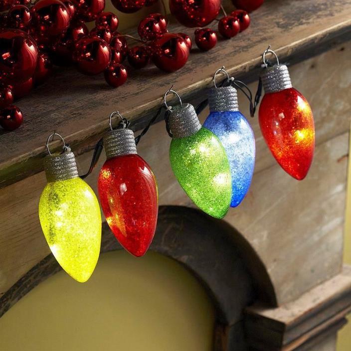 Christmas Lighted Bulbs Giant C9 Glitter String Holiday Set 5-PC Decoration