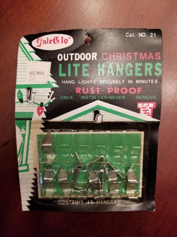 Twelve (12) NOS Vintage Yule Glo Outdoor Rust Proof Christmas Lite Hangers