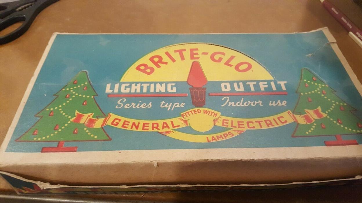 Vintage Brite-Glo Berry Bead C6 8 Socket Christmas Light Strand  Bulbs with Box