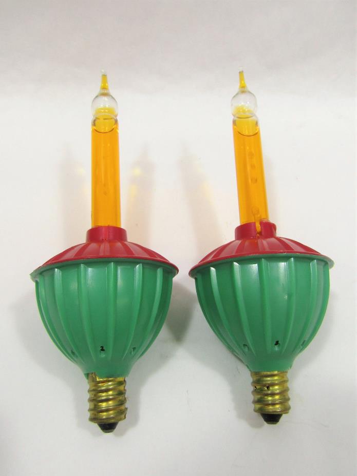 Pair of 2 Vtg Tulip Working Replacement Christmas Bubble Light Lite Bulbs