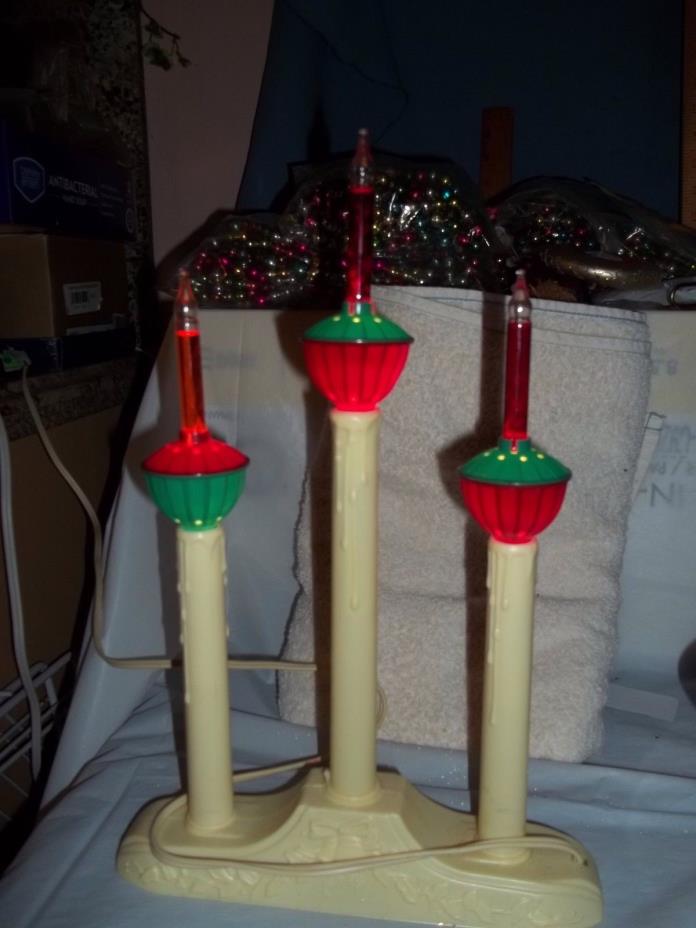 Vintage Christmas Candelabra Electric 3 Bubbling Candles Working.