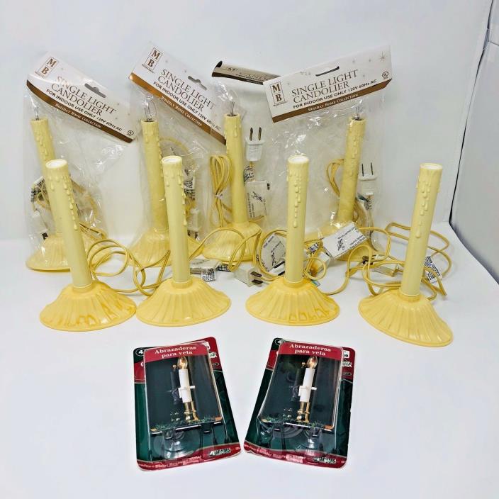 Vintage Christmas Electric Window Candles Lot 8 and Candle Window Clamps