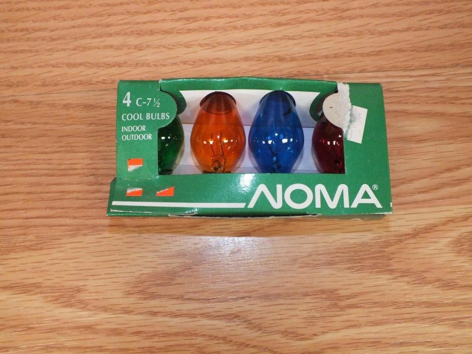 Genuine Vintage Noma C-7 1/2 Indoor/Outdoor Multi Color Cool Bulbs (4) in Box