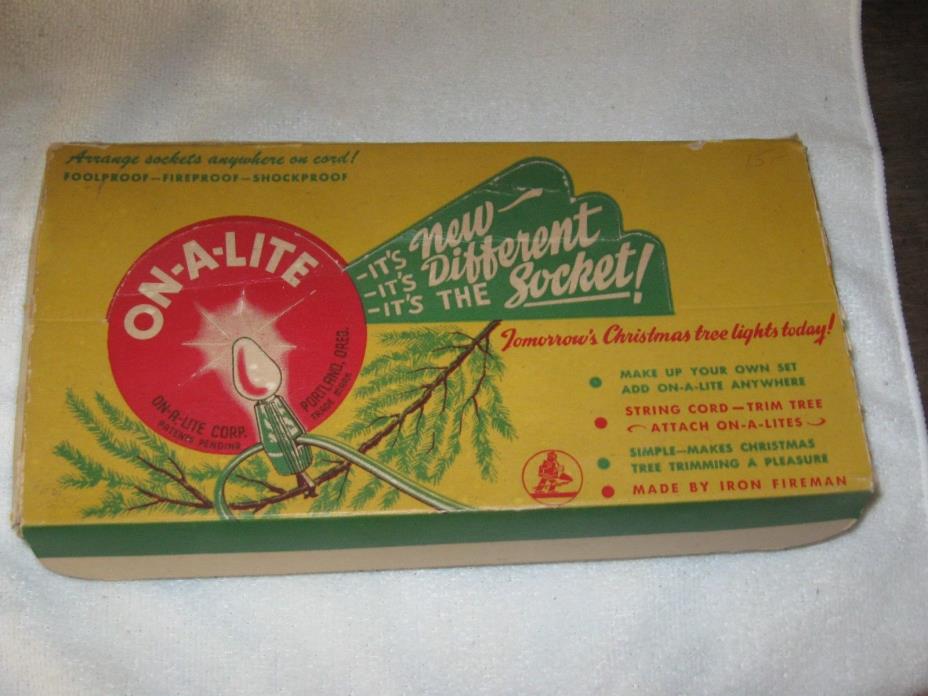 Vintage Christmas Tree Lights On-A-Lites Original Box Set 7 + Spare Add Sockets