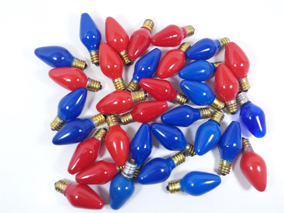 Vintage Lot of 30 c7 1/2 Opaque Red & Blue Christmas Bulbs Lamps