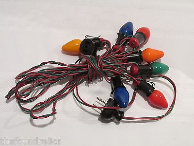 VINTAGE C7 CHRISTMAS STRAND 7 LIGHTS RED & GREEN WIRE - WORKS