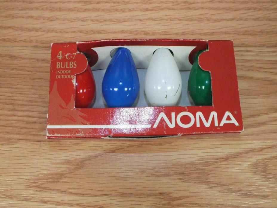 Genuine Vintage Noma C-7 Indoor/Outdoor Multi Color Bulbs (4) in Box **READ**