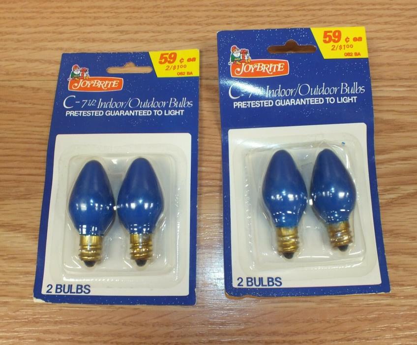 Lot of 2 Packs - Vintage Joybright C-7 1/2 Indoor/Outdoor Blue Bulbs (4)