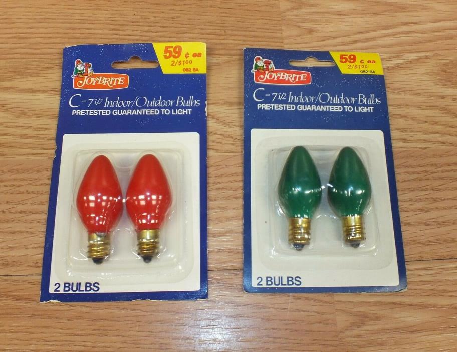 Lot of 2 Packs - Vintage Joybright C-7 1/2 Indoor/Outdoor Red & Green Bulbs (4)