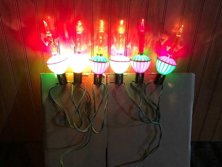 Vintage Bubble LIGHTS Christmas Holiday 6 Bulb String Working Noma Old Rare #9