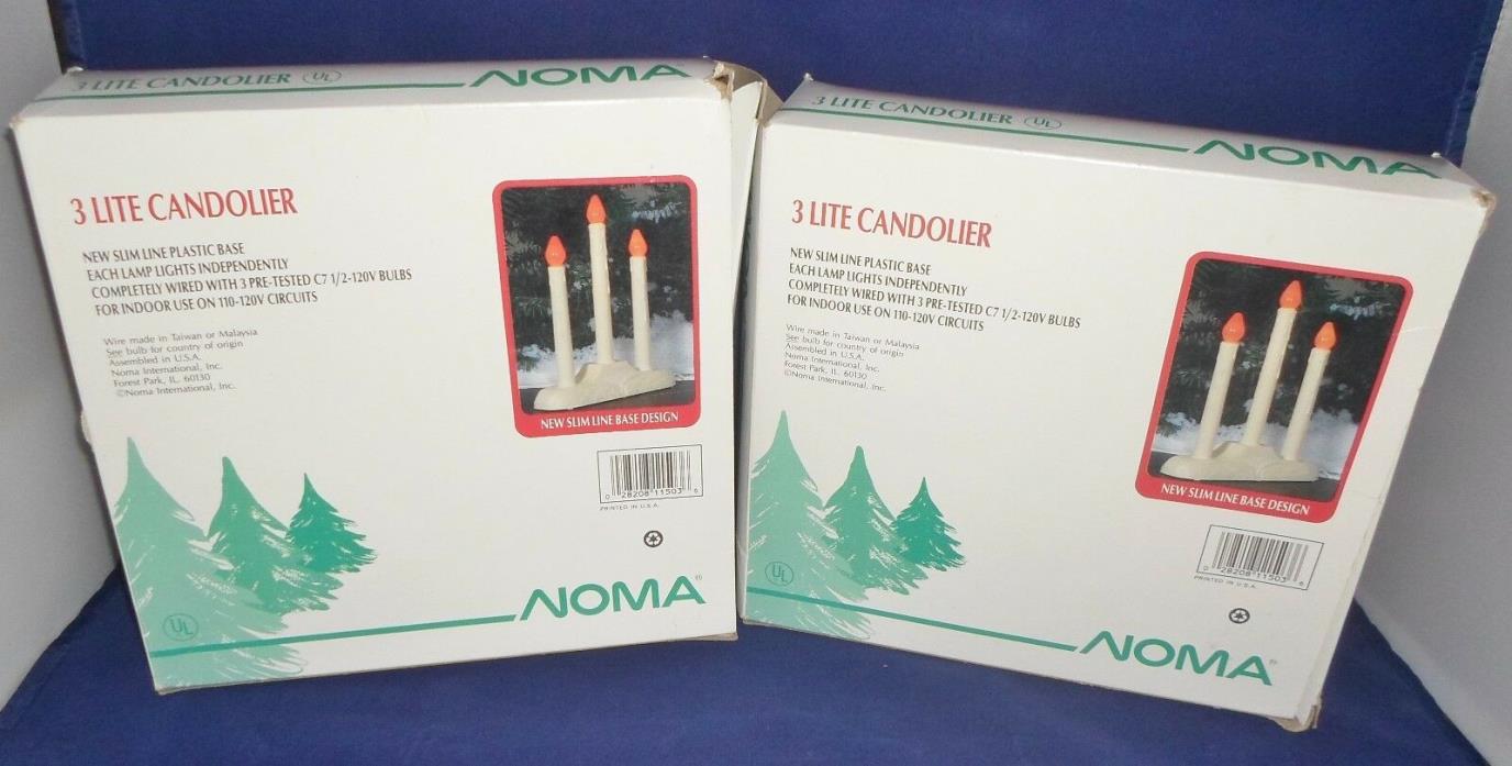 2 Vtg Noma Electric 3 Light Candolier Candelabra Christmas Window Candles Tested