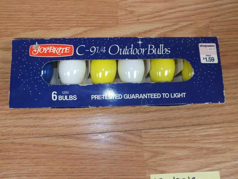 Genuine Vintage Joybright C-9 1/4 Outdoor Multi Color Bulbs (6) in Box **READ**