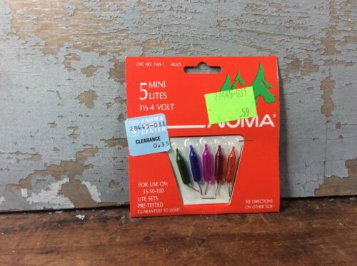 NOMA 3.5-4 Volt Mini Midget Lite Bulbs Christmas Lights Multicolor Vintage NOS