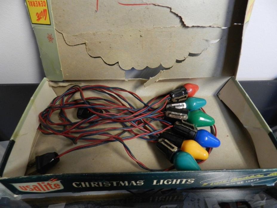 Vintage Christmas Lights GE 7 Socket String USA LITE w/ Box Working