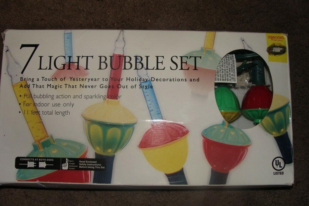 Christmas Tree  7 Bubble Lites Light Set in Original Box