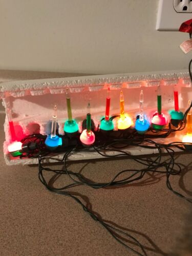 VINTAGE (NO BOX) OF 10 STRAIGHT LINE BUBBLE LIGHTS ALL WORKING MULTICOLORED