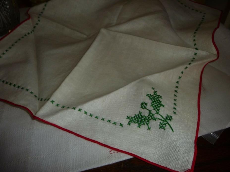 #11/8PP  vtg CHRISTMAS Lot of 4  cross stitched  embroidered napkins  14''