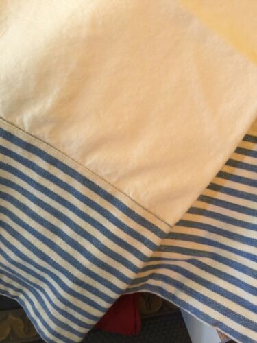 French Blue White Stripe Lined Cotton Tablecloth 44x48 (4012)