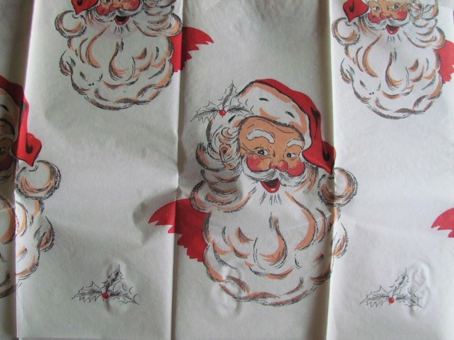 Vintage Santa Claus Holiday Christmas Paper table Cloth 60