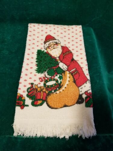 Vintage Canon Christmas Santa Hand Towel White
