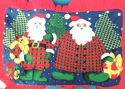Handmade Christmas Standard Size Pillow Cases: Set of two with Santa, red ruffle