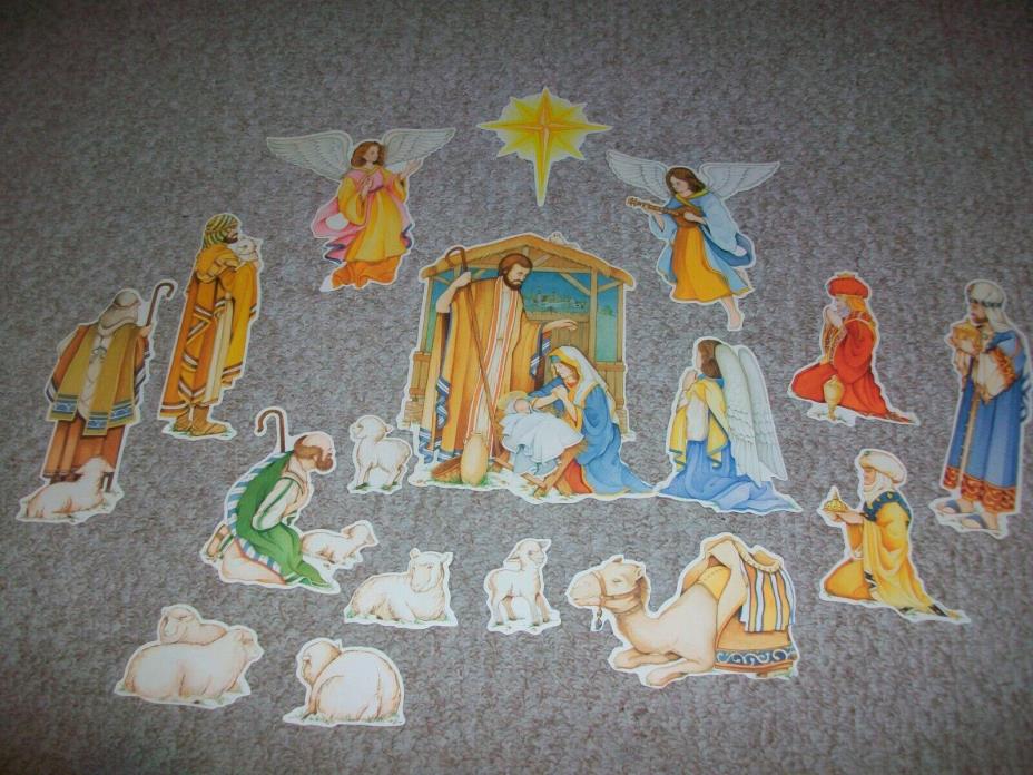 Paper Cut Punch Out Nativity Scene Die Cut Christmas Decoration 17 Piece