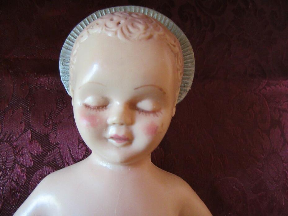 Vintage Baby Jesus Doll Vinyl  Christmas Religious Nativity Creche Ethereal Face