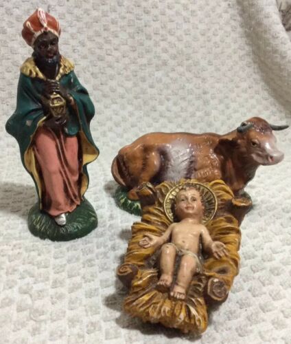Vintage 3 Piece Christmas Nativity Decoration Figures made in Italy